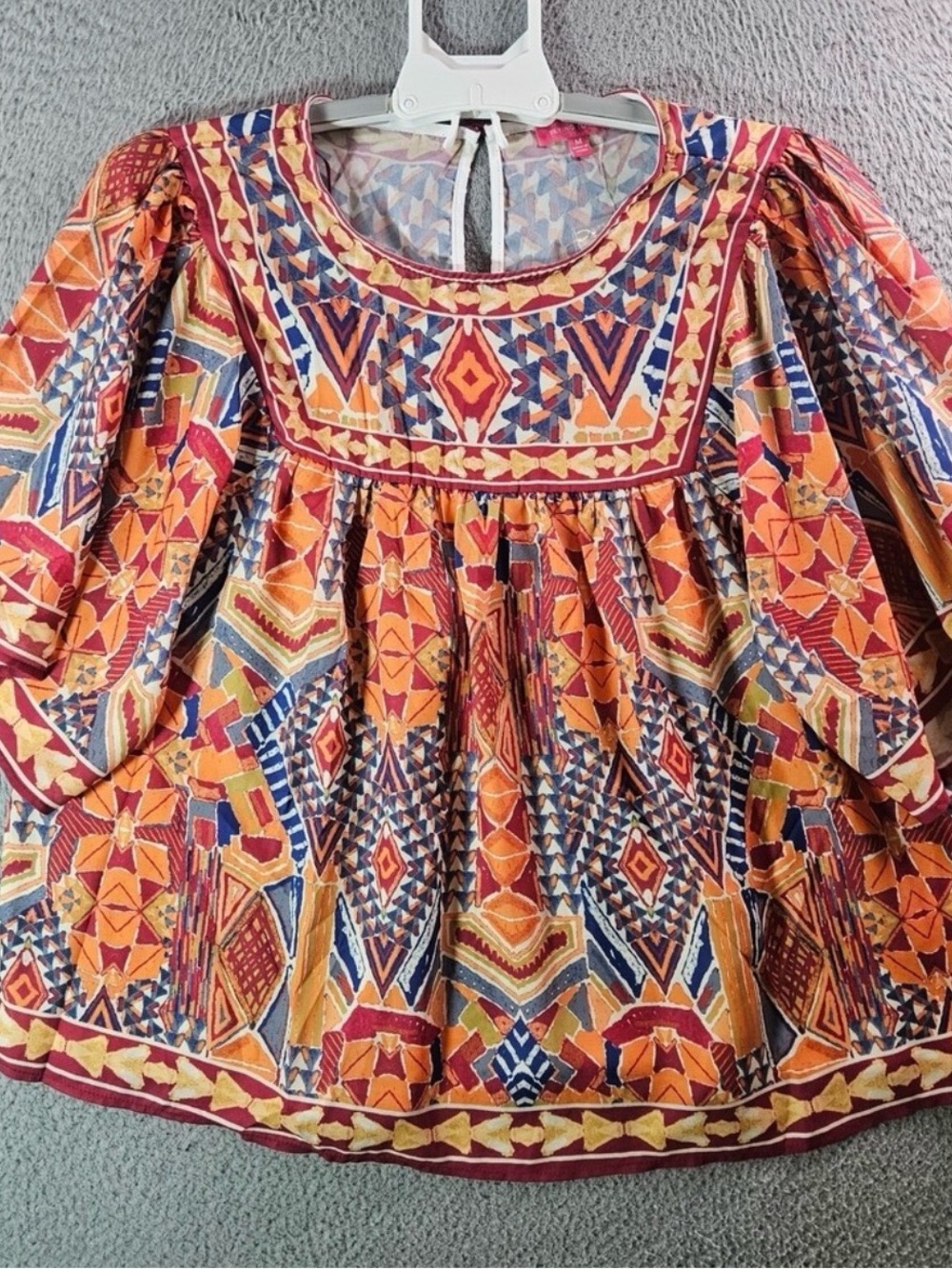 Flying Tomato Geometric Print Tunic in Orange, Blue and Yellow